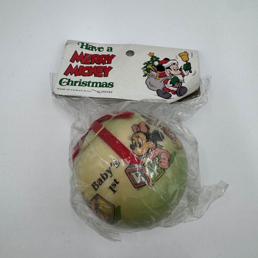 Vintage Disney Baby's 1st Christmas Ornament Lot 9 Mickey Minnie NOS Taiwan - Picture 10 of 16